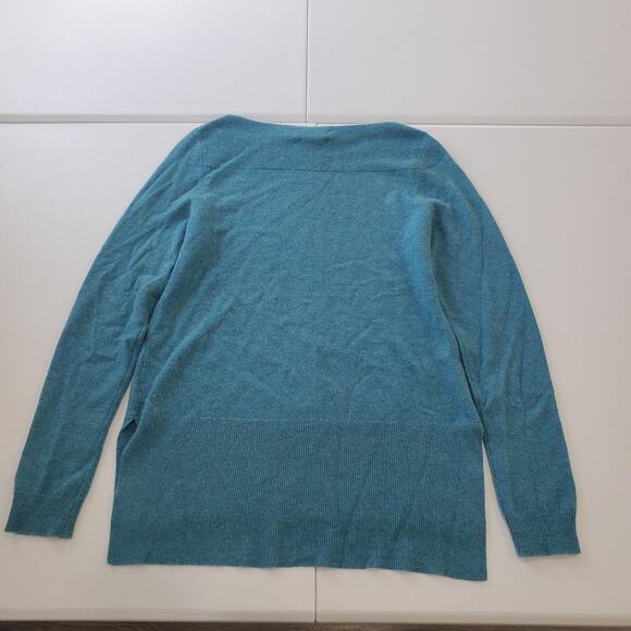 Nanette Lepore Sweater Womens Medium Teal 100% Cashmere Boatneck Knit Classic - Picture 2 of 6